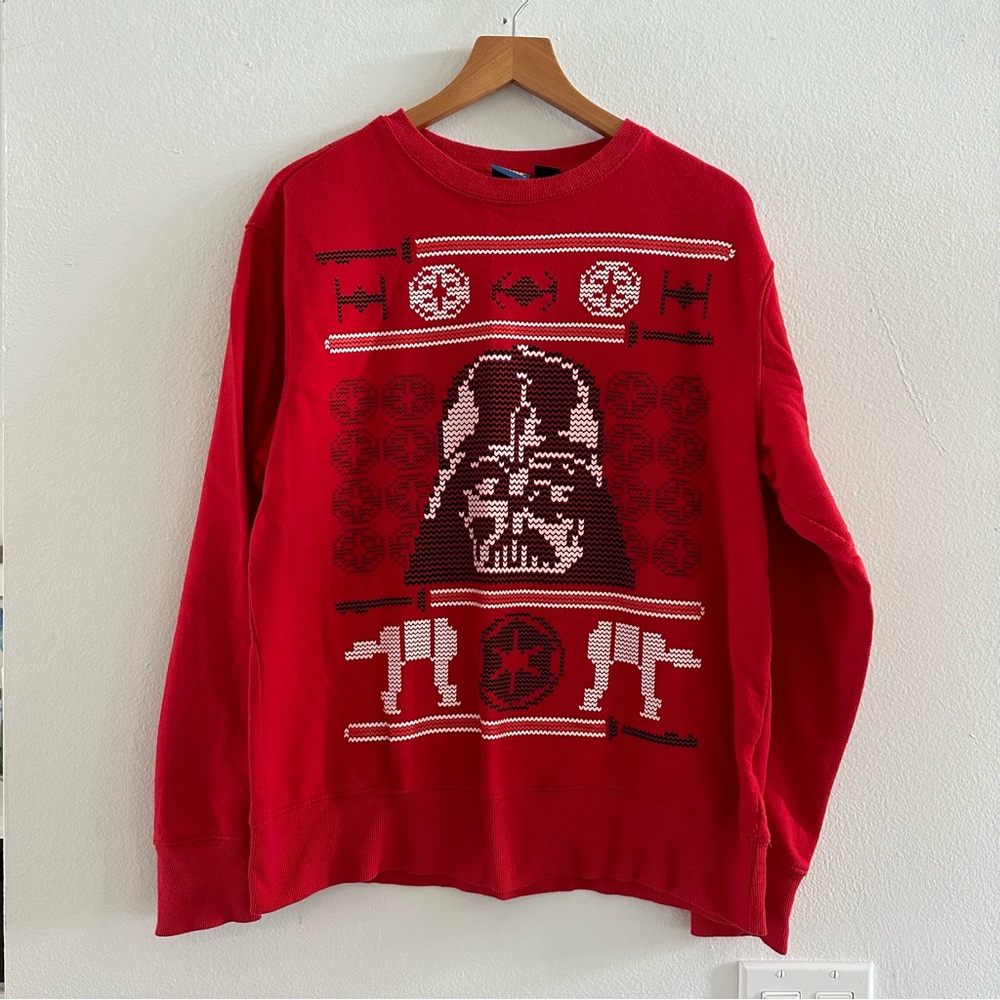 Star Wars Darth Vader Red Fleece Sweatshirt | Men’s Small Unisex Pullover Holida